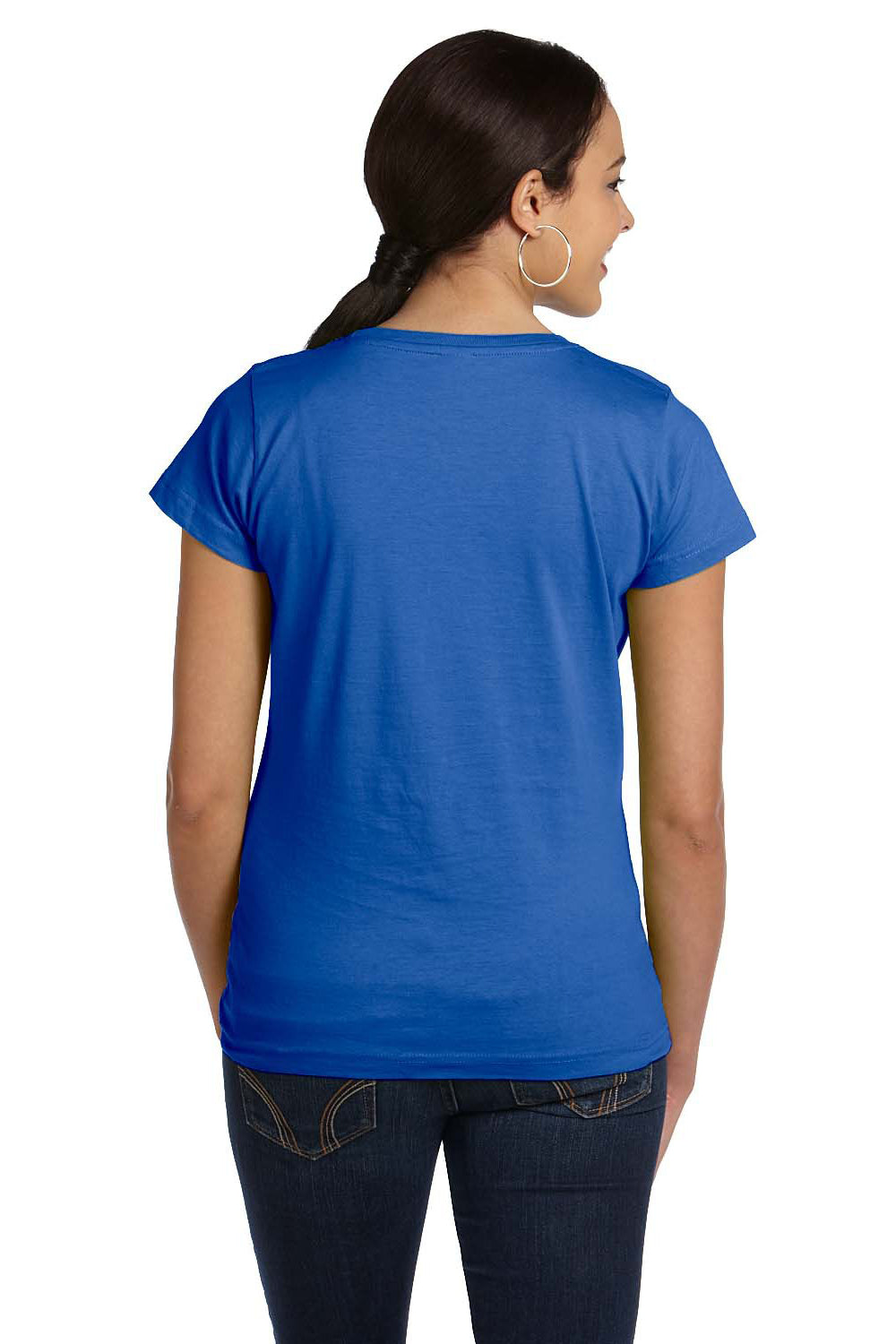 LAT 3516 Womens Fine Jersey Short Sleeve Crewneck T-Shirt Royal Blue Back