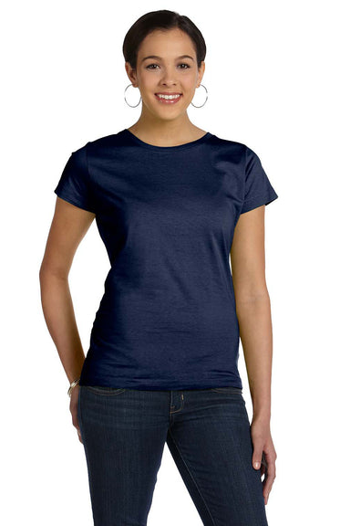 LAT 3516 Womens Fine Jersey Short Sleeve Crewneck T-Shirt Navy Blue Front