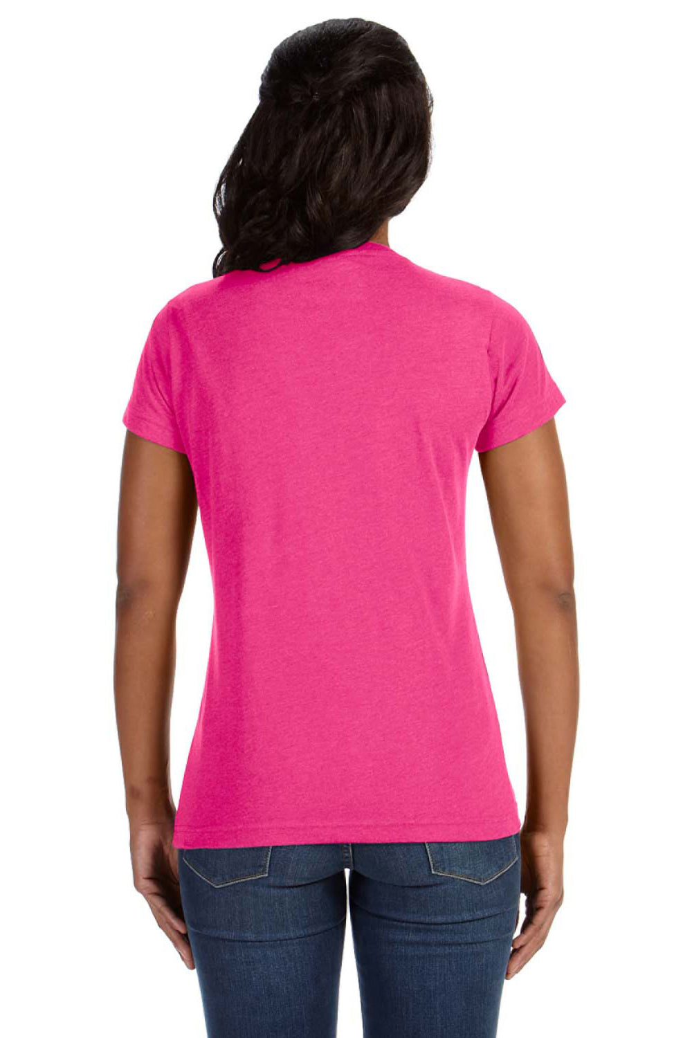 LAT 3516 Fine Jersey Short Sleeve Crewneck T-Shirt Vintage Hot Pink Back