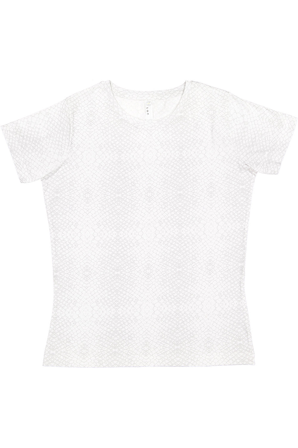 LAT 3516 Womens Fine Jersey Short Sleeve Crewneck T-Shirt White Reptile Flat Front