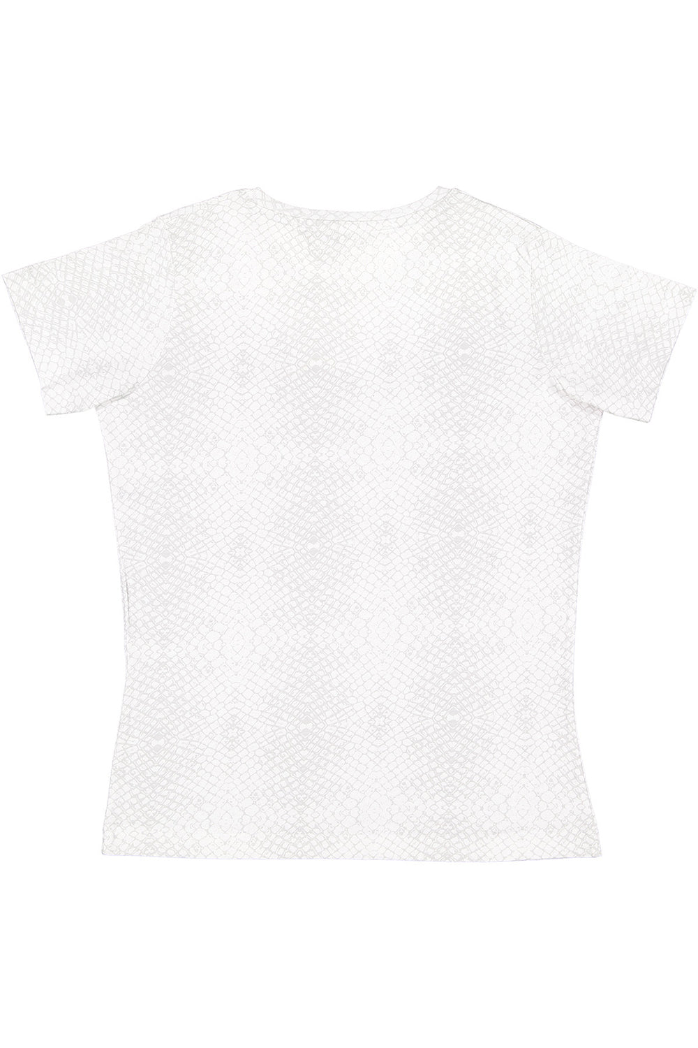 LAT 3516 Womens Fine Jersey Short Sleeve Crewneck T-Shirt White Reptile Flat Back