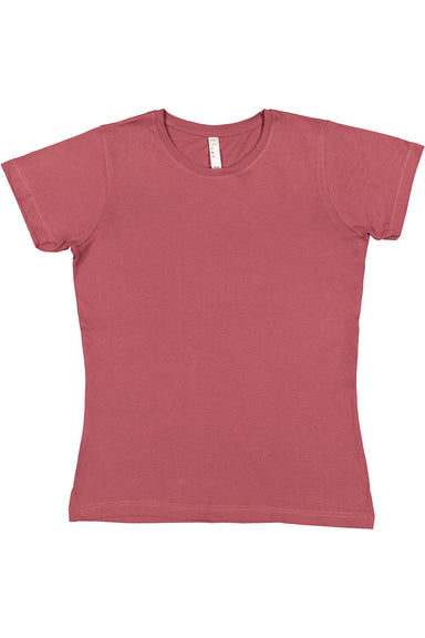 LAT 3516 Womens Fine Jersey Short Sleeve Crewneck T-Shirt Rouge Flat Front