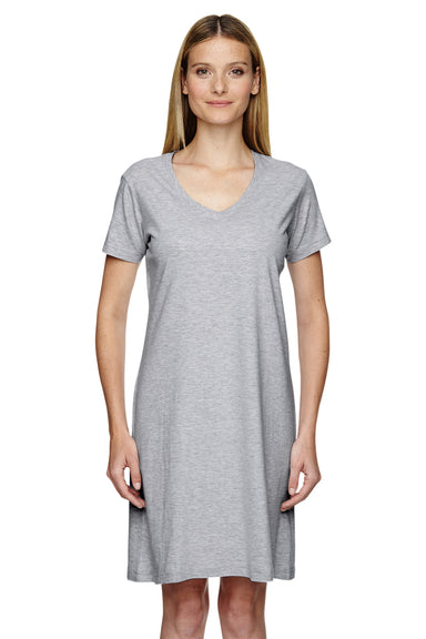LAT 3522 Womens Short Sleeve T-Shirt Dress Heather Grey Front