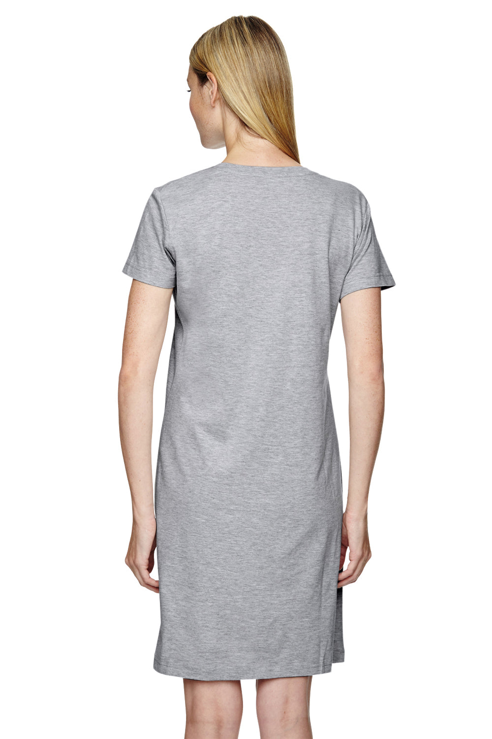 LAT 3522 Womens Short Sleeve T-Shirt Dress Heather Grey Back