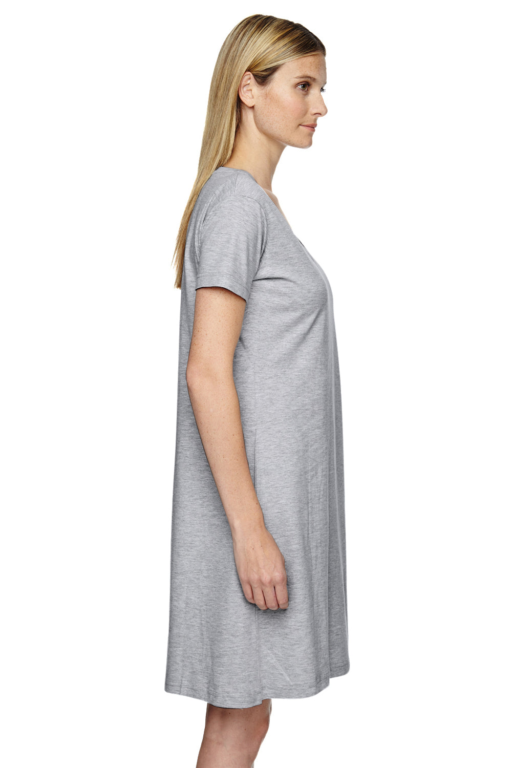 LAT 3522 Womens Short Sleeve T-Shirt Dress Heather Grey Side