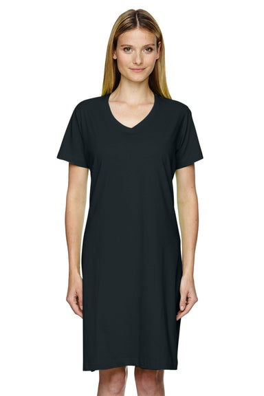 LAT 3522 Womens Short Sleeve T-Shirt Dress Black Front