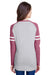 LAT 3534 Womens Gameday Mash Up Fine Jersey Long Sleeve V-Neck T-Shirt Heather Grey/Burgundy Back