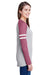 LAT 3534 Womens Gameday Mash Up Fine Jersey Long Sleeve V-Neck T-Shirt Heather Grey/Burgundy Side