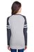 LAT 3534 Womens Gameday Mash Up Fine Jersey Long Sleeve V-Neck T-Shirt Heather Grey/Navy Blue Back