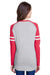 LAT 3534 Womens Gameday Mash Up Fine Jersey Long Sleeve V-Neck T-Shirt Heather Grey/Red Back