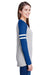 LAT 3534 Womens Gameday Mash Up Fine Jersey Long Sleeve V-Neck T-Shirt Heather Grey/Royal Blue Side