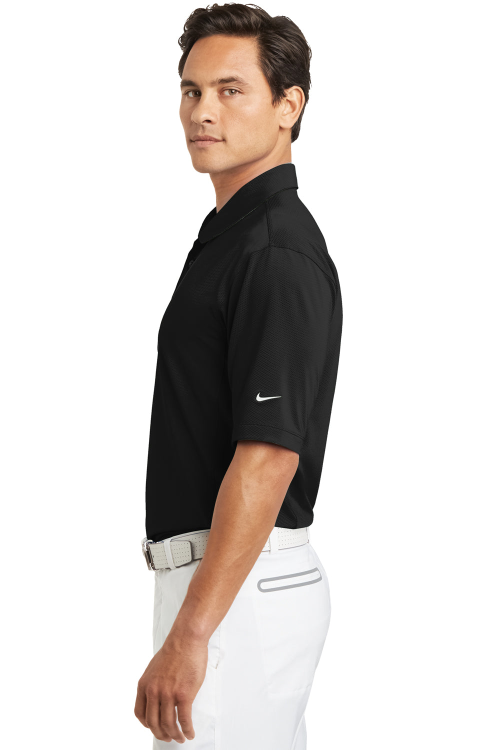 Nike 354055 Mens Sphere Dry Moisture Wicking Short Sleeve Polo Shirt Black Side