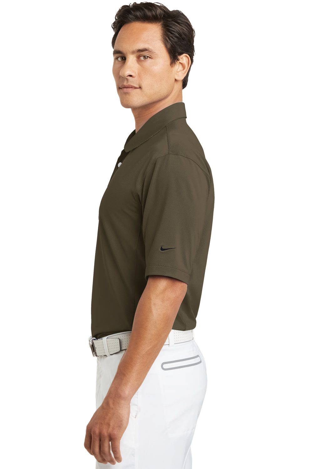 Nike 354055 Mens Sphere Dry Moisture Wicking Short Sleeve Polo Shirt Khaki Brown Side