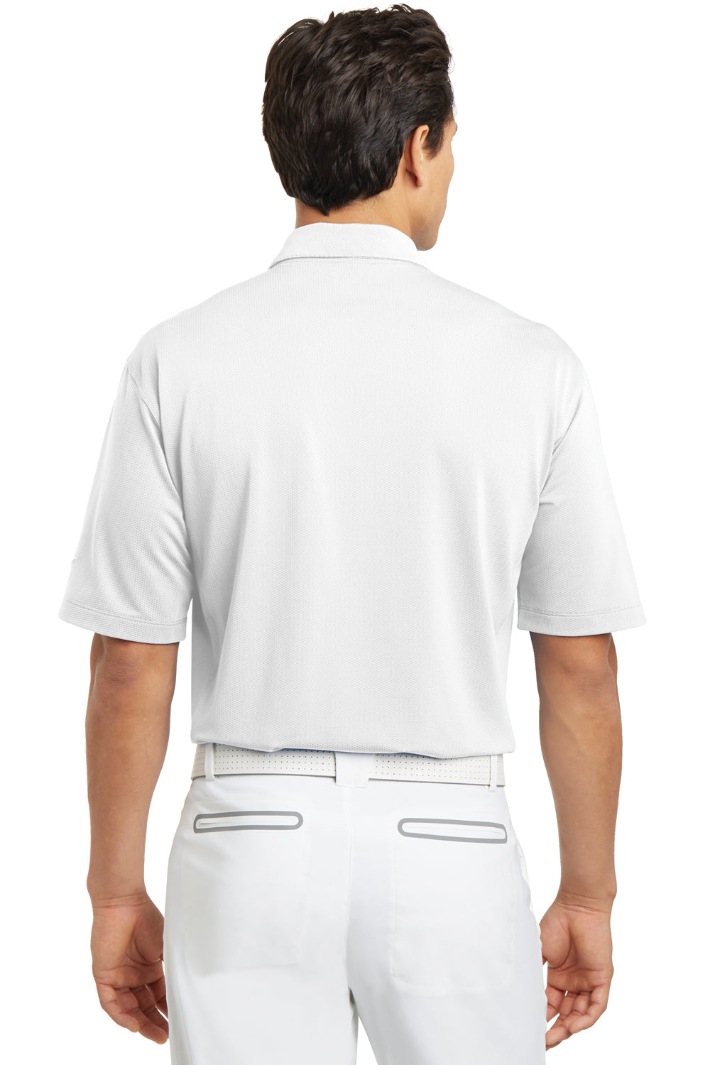 Nike 354055 Mens Sphere Dry Moisture Wicking Short Sleeve Polo Shirt White Back