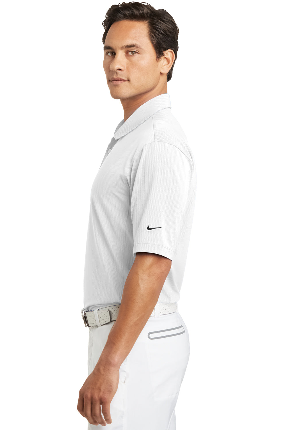 Nike 354055 Mens Sphere Dry Moisture Wicking Short Sleeve Polo Shirt White Side