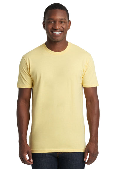Next Level 3600 Mens Fine Jersey Short Sleeve Crewneck T-Shirt Yellow Front