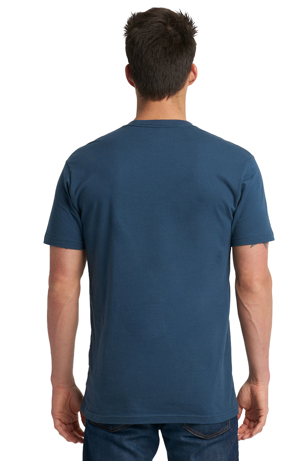 Next Level 3600 Mens Fine Jersey Short Sleeve Crewneck T-Shirt Indigo Blue Back