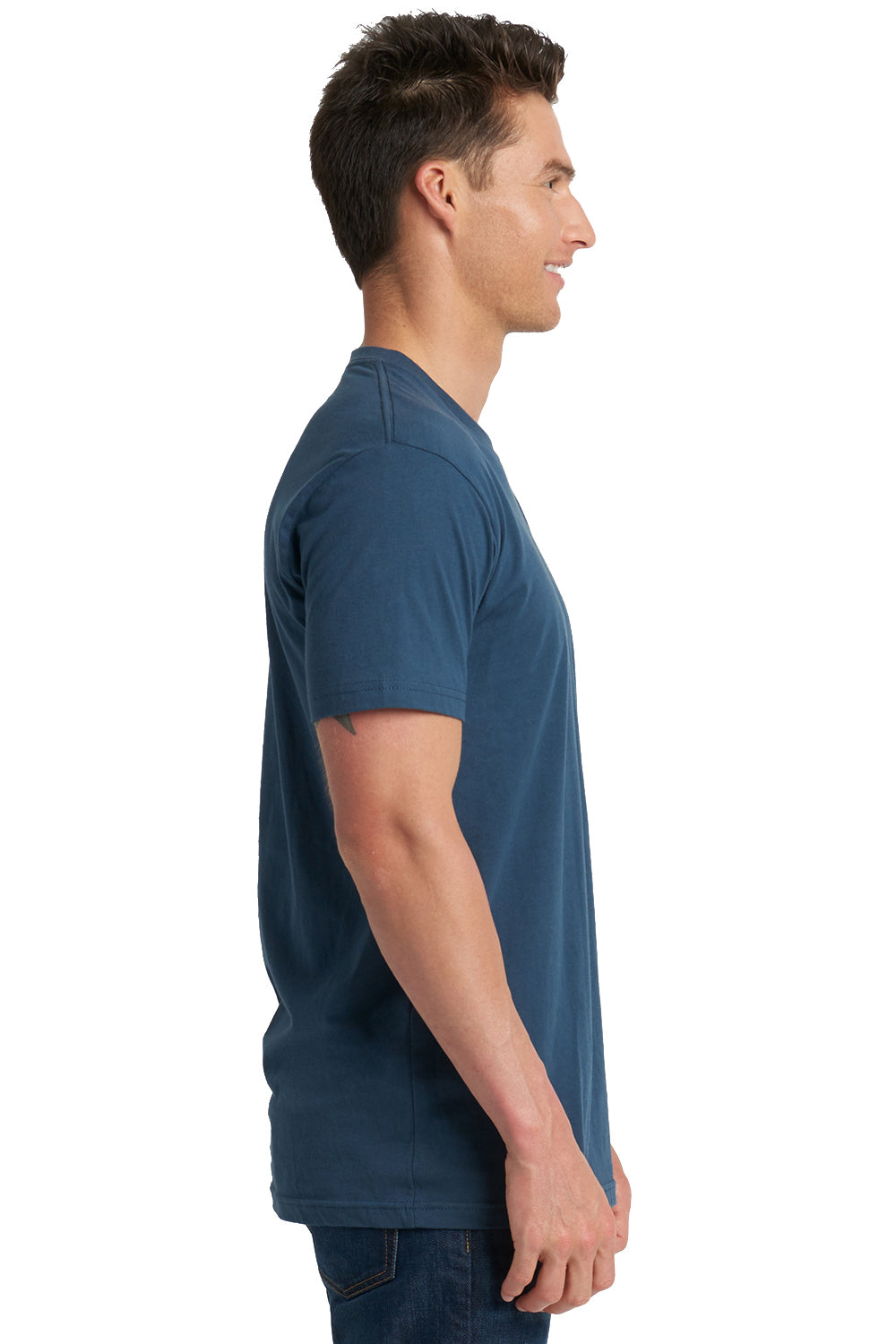 Next Level 3600 Mens Fine Jersey Short Sleeve Crewneck T-Shirt Indigo Blue Side
