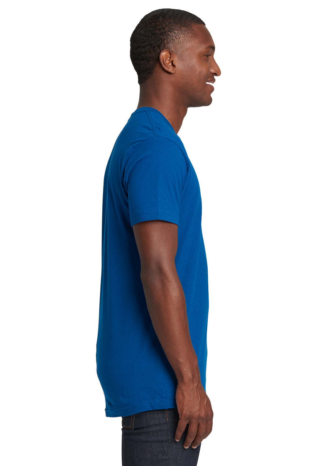 Next Level 3600 Mens Fine Jersey Short Sleeve Crewneck T-Shirt Cool Blue Side