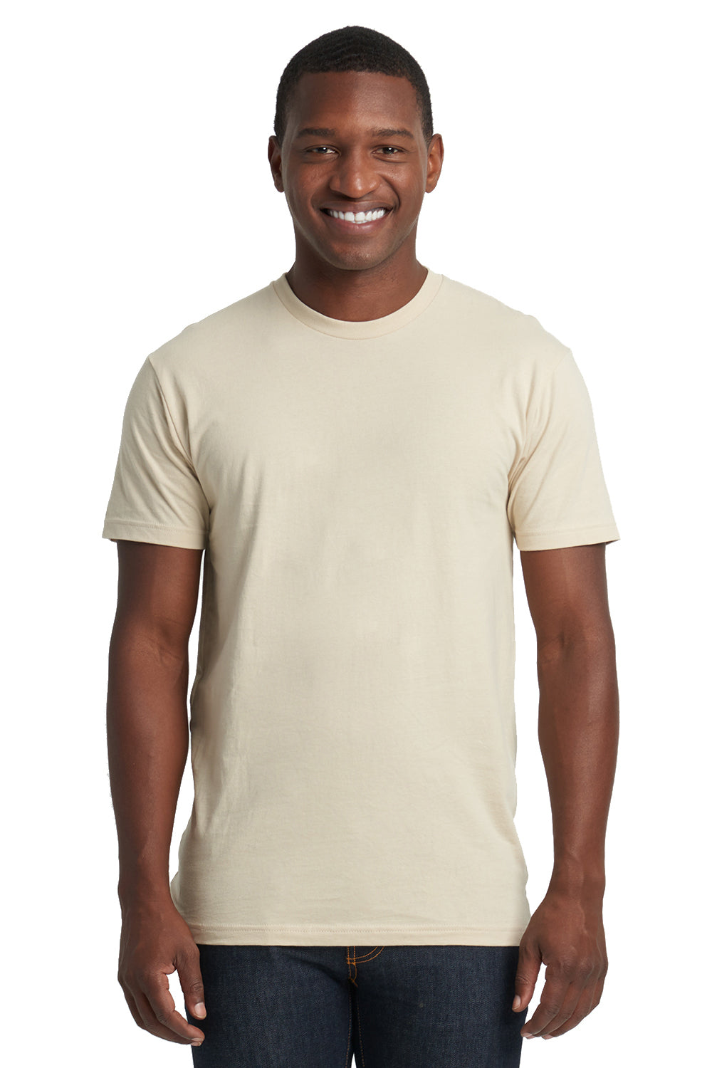 Next Level 3600 Mens Fine Jersey Short Sleeve Crewneck T-Shirt Cream Front
