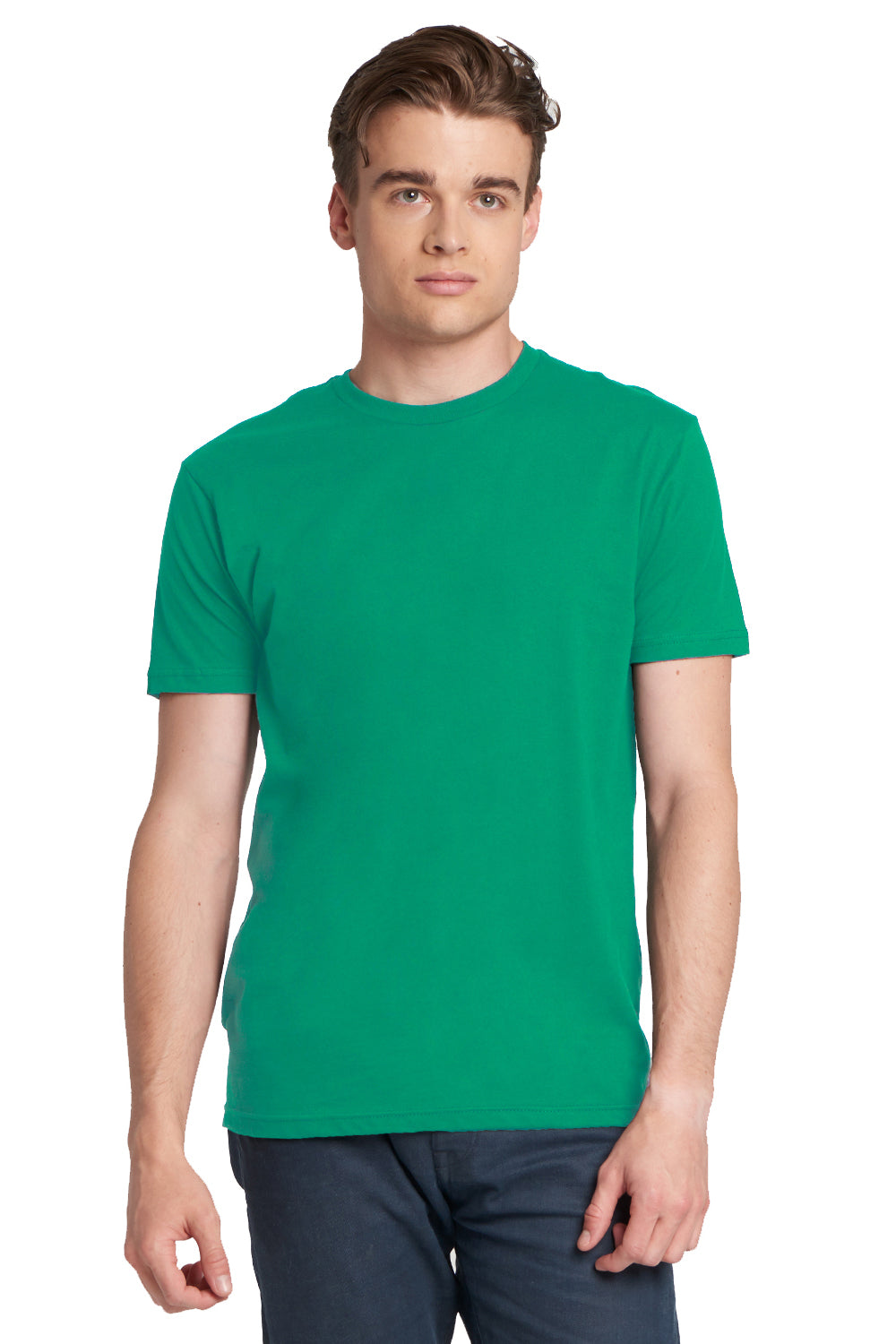 Next Level 3600 Mens Fine Jersey Short Sleeve Crewneck T-Shirt Kelly Green Front