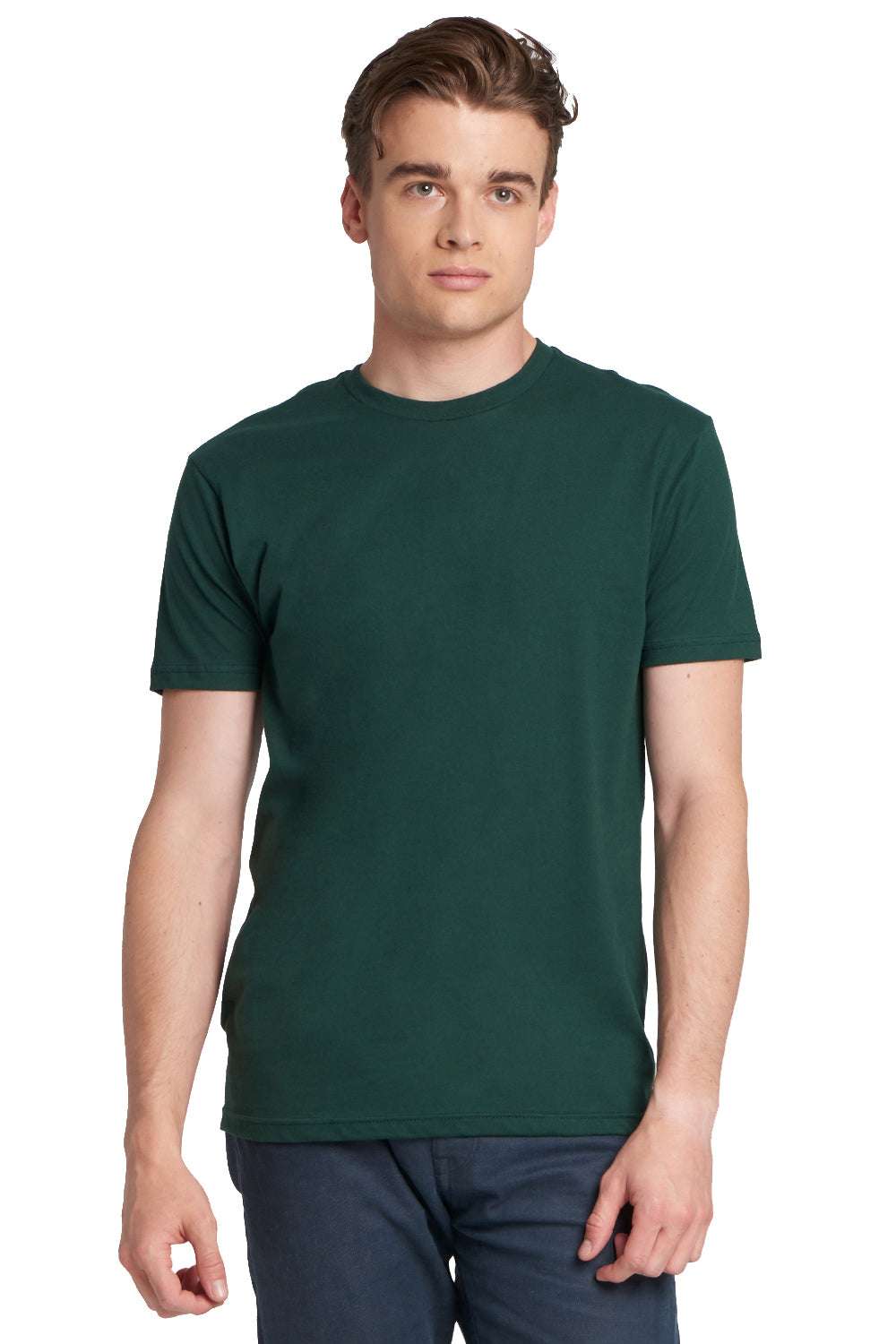 Next Level 3600 Mens Fine Jersey Short Sleeve Crewneck T-Shirt Forest Green Front