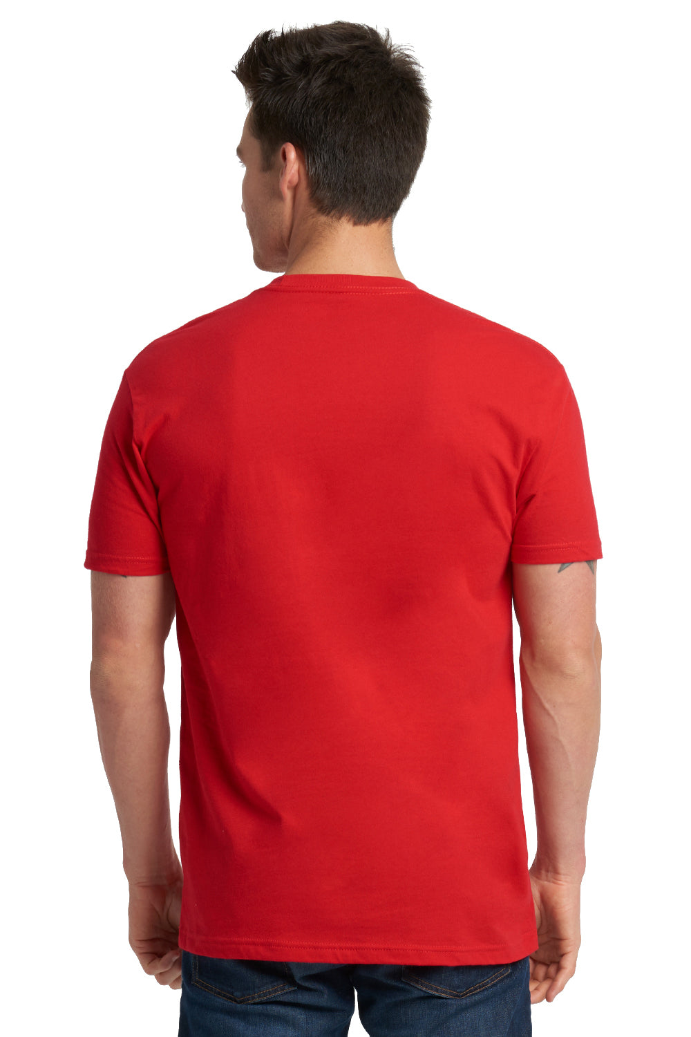 Next Level 3600 Mens Fine Jersey Short Sleeve Crewneck T-Shirt Red Back