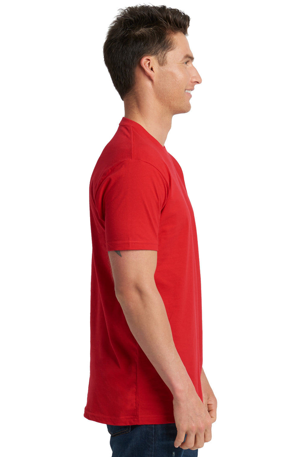 Next Level 3600 Mens Fine Jersey Short Sleeve Crewneck T-Shirt Red Side