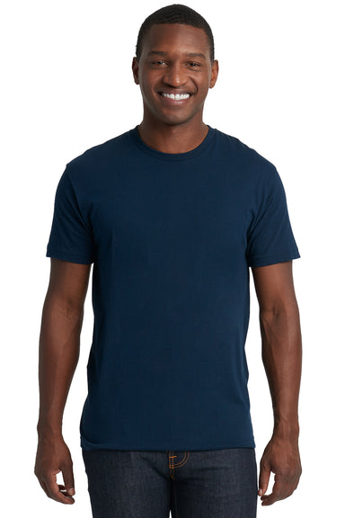 Next Level 3600 Mens Fine Jersey Short Sleeve Crewneck T-Shirt Navy Blue Front