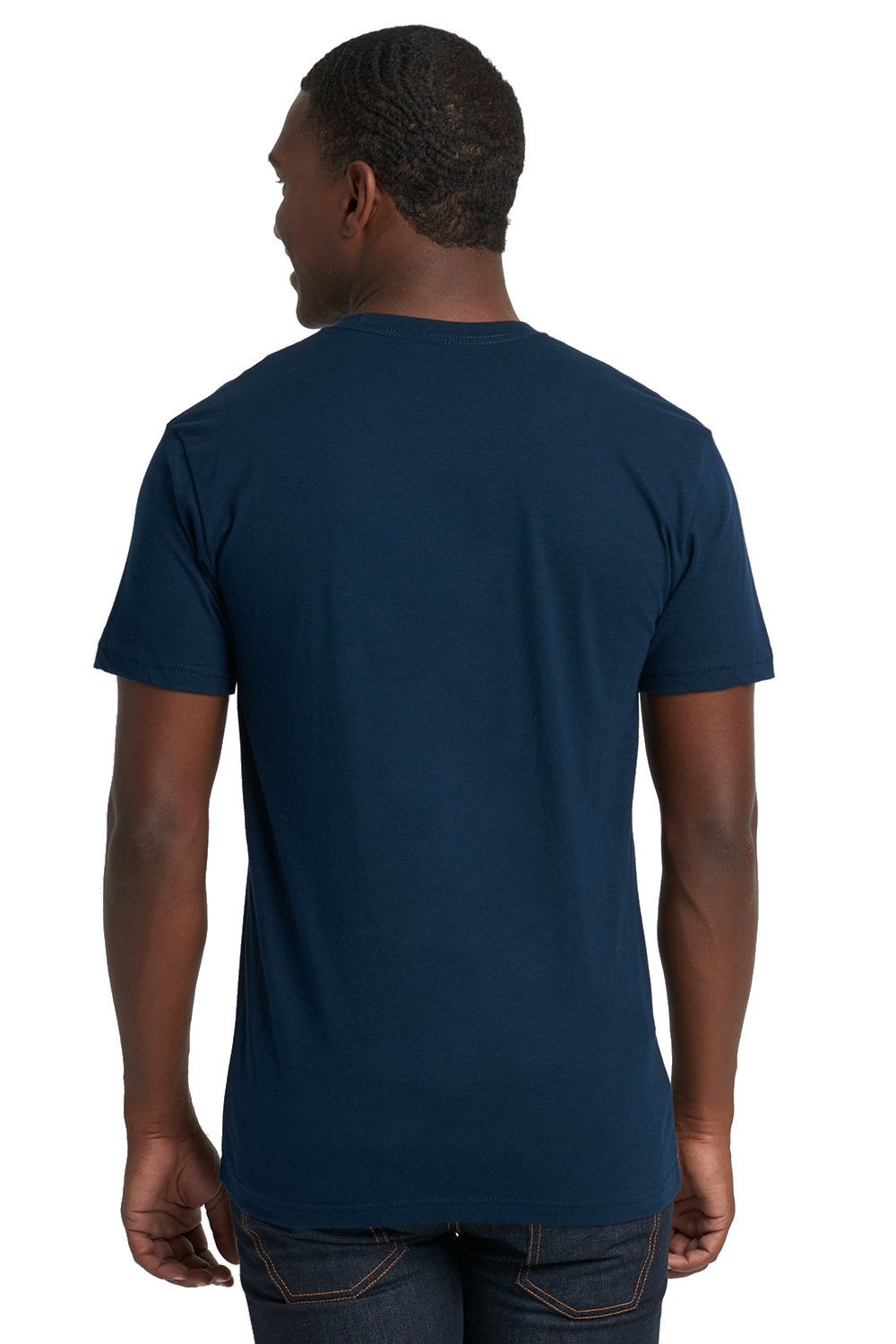 Next Level 3600 Mens Fine Jersey Short Sleeve Crewneck T-Shirt Navy Blue Back