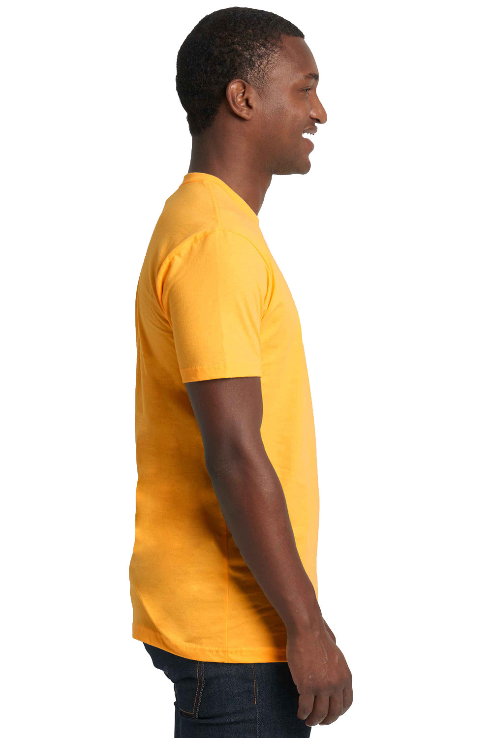 Next Level 3600 Mens Fine Jersey Short Sleeve Crewneck T-Shirt Gold Side