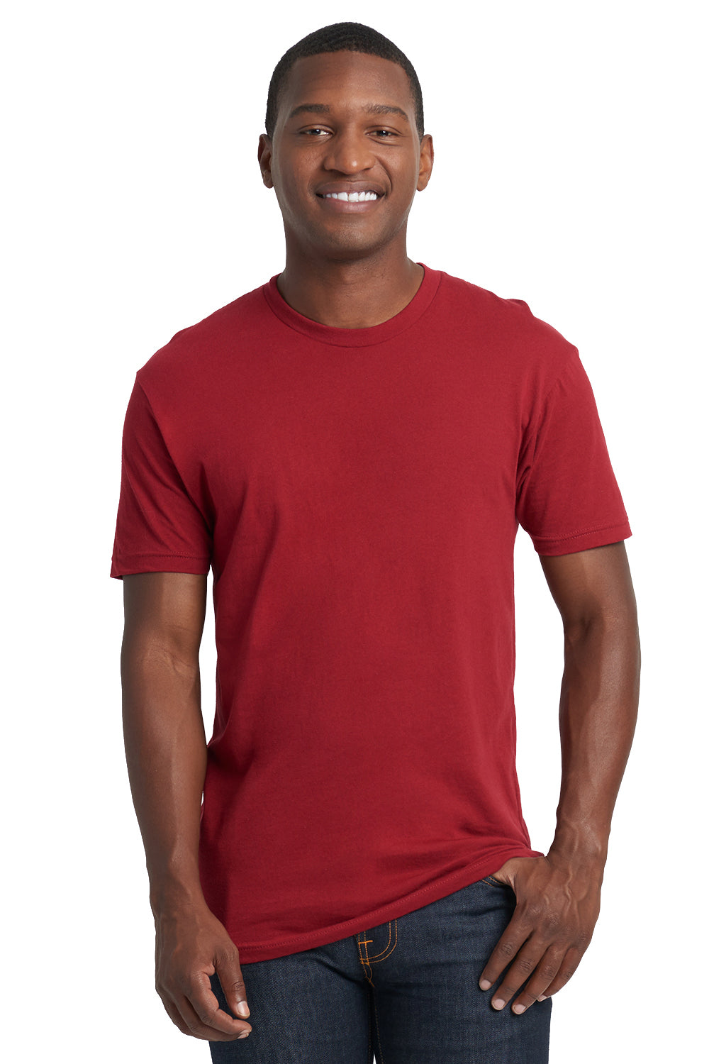 Next Level 3600 Mens Fine Jersey Short Sleeve Crewneck T-Shirt Cardinal Red Front