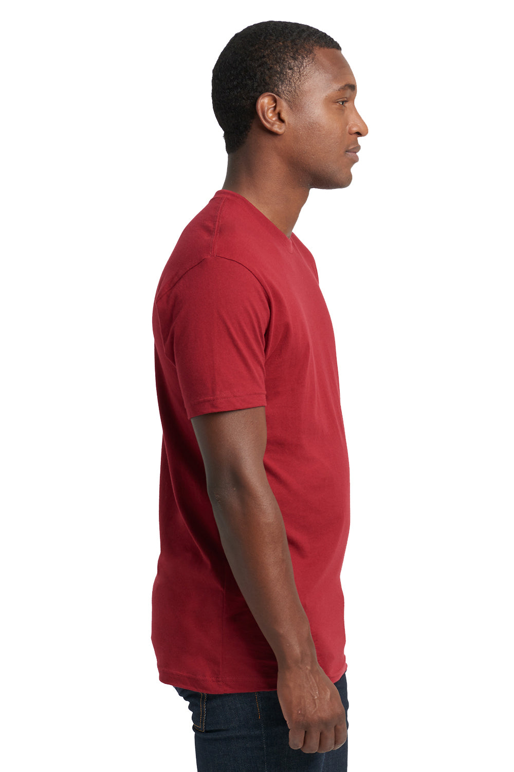 Next Level 3600 Mens Fine Jersey Short Sleeve Crewneck T-Shirt Cardinal Red Side