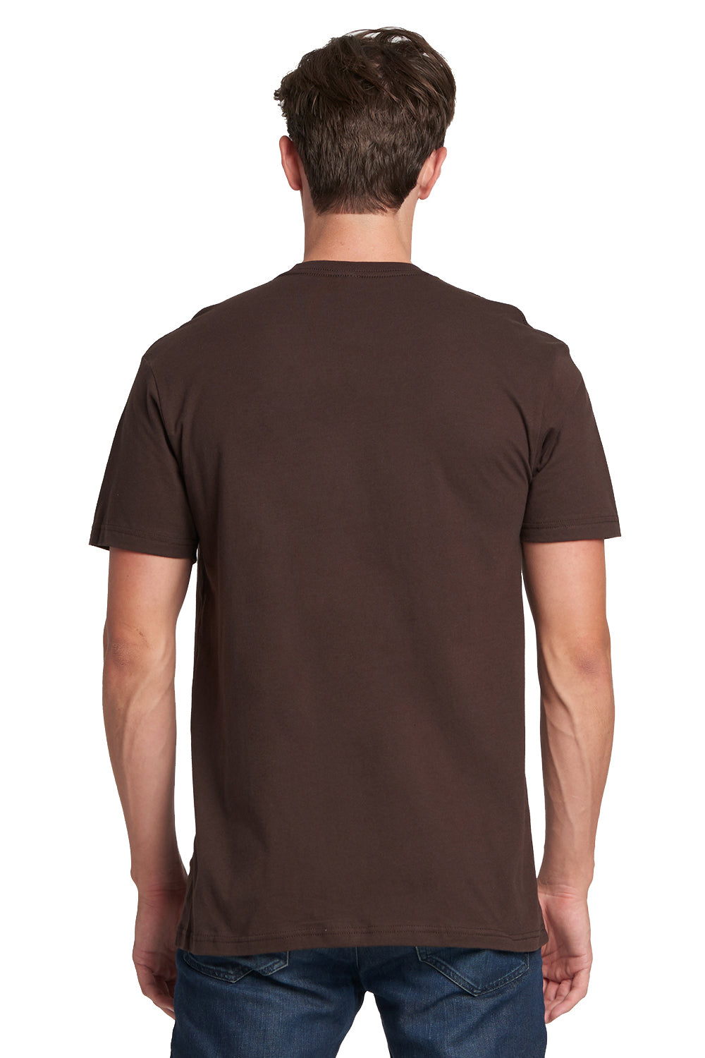Next Level 3600 Mens Fine Jersey Short Sleeve Crewneck T-Shirt Chocolate Brown Back