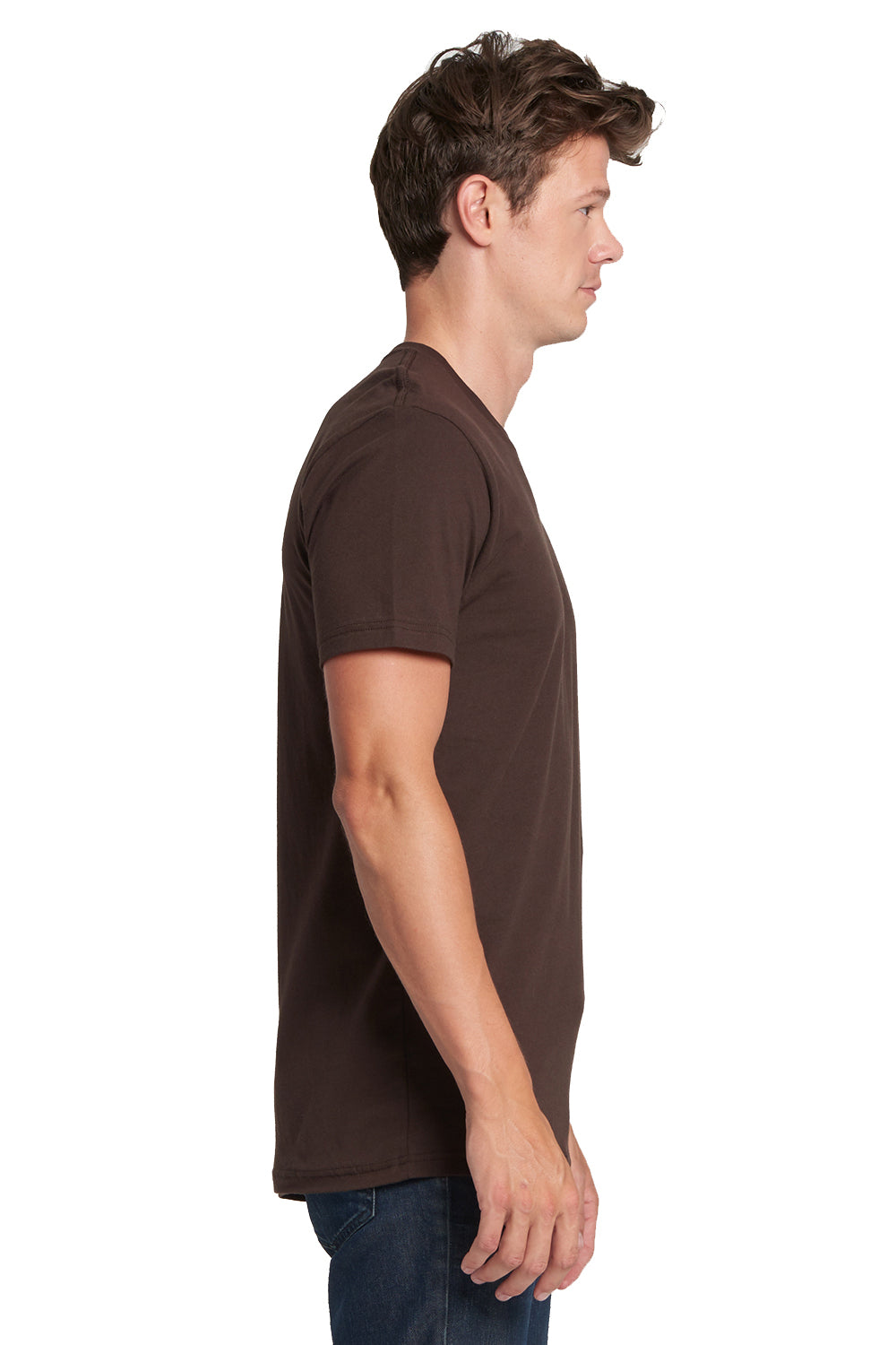 Next Level 3600 Mens Fine Jersey Short Sleeve Crewneck T-Shirt Chocolate Brown Side
