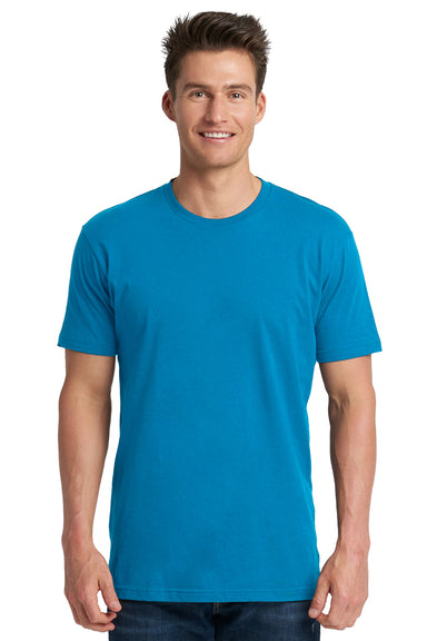 Next Level 3600 Mens Fine Jersey Short Sleeve Crewneck T-Shirt Turquoise Blue Front