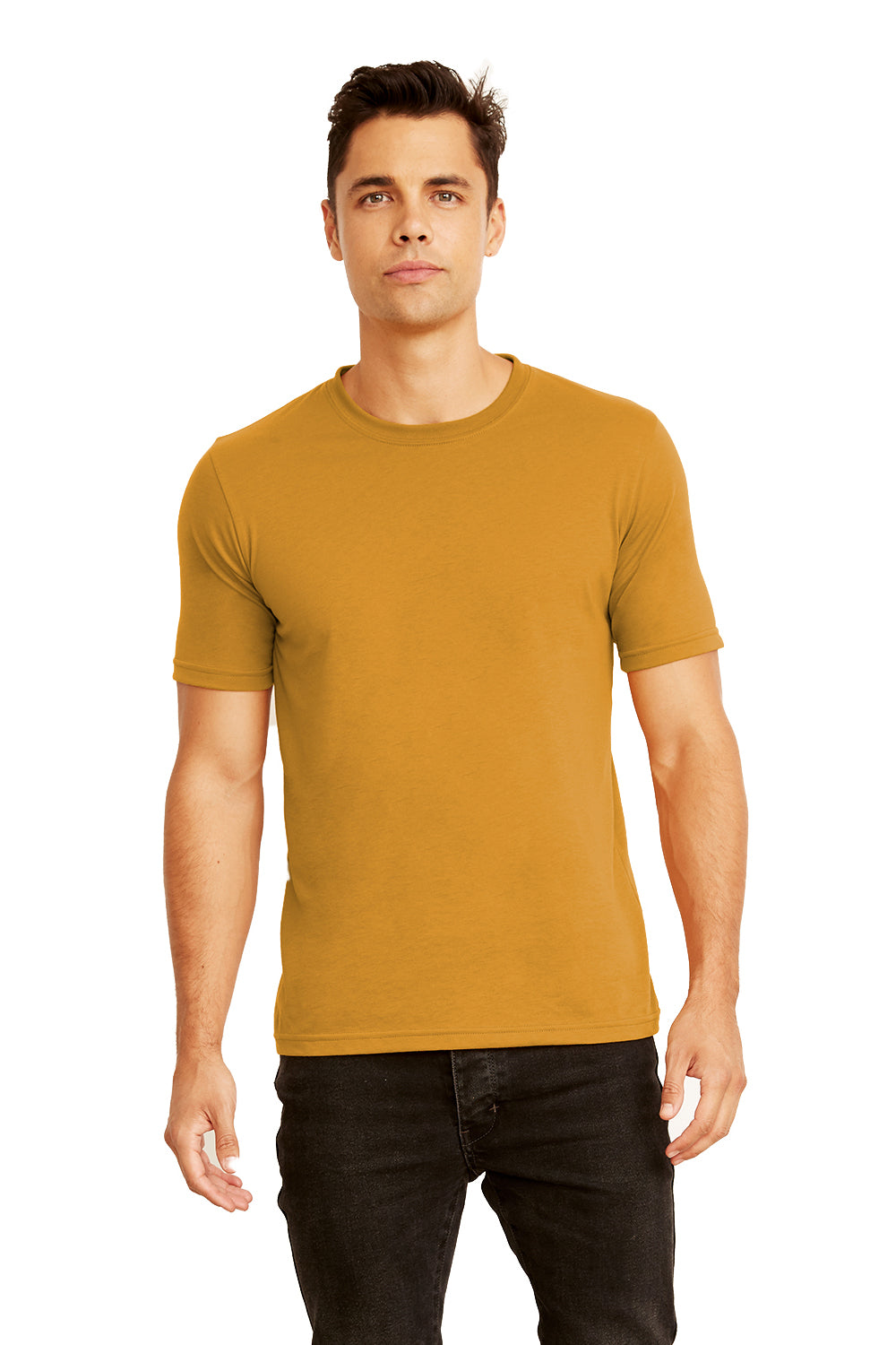 Next Level 3600 Mens Fine Jersey Short Sleeve Crewneck T-Shirt Antique Gold Front