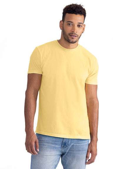 Next Level 3600SW Mens Soft Wash Short Sleeve Crewneck T-Shirt Banana Cream Yellow Front