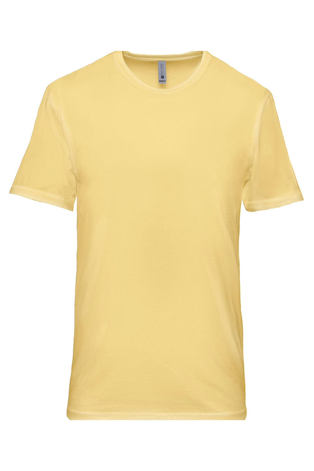 Next Level 3600SW Mens Soft Wash Short Sleeve Crewneck T-Shirt Banana Cream Yellow Flat Front