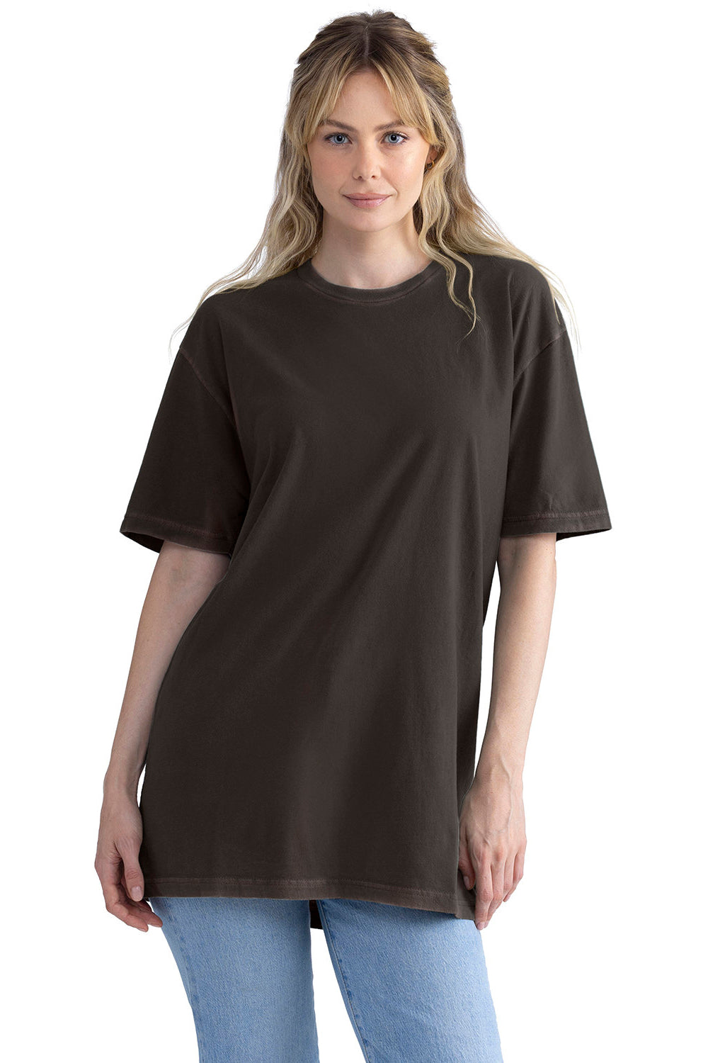 Next Level 3600SW Mens Soft Wash Short Sleeve Crewneck T-Shirt Graphite Black Front