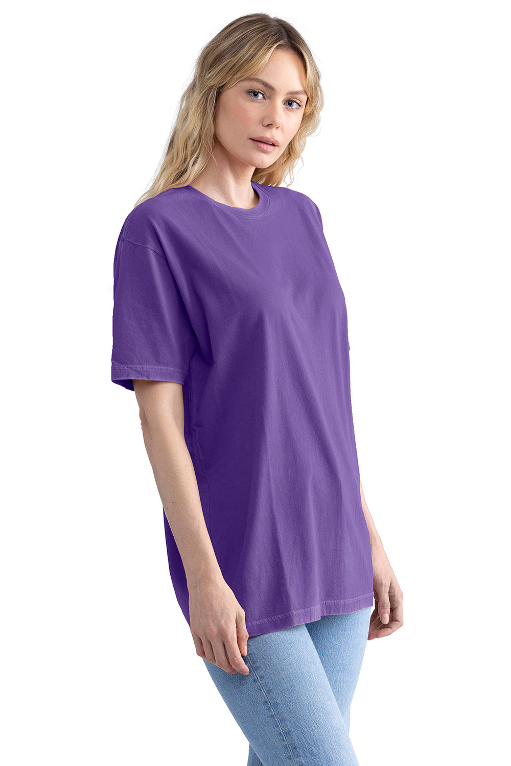 Next Level 3600SW Mens Soft Wash Short Sleeve Crewneck T-Shirt Purple Rush Side