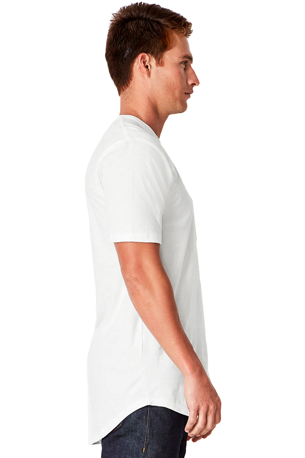 Next Level 3602 Mens Long Body Jersey Short Sleeve Crewneck T-Shirt White Side