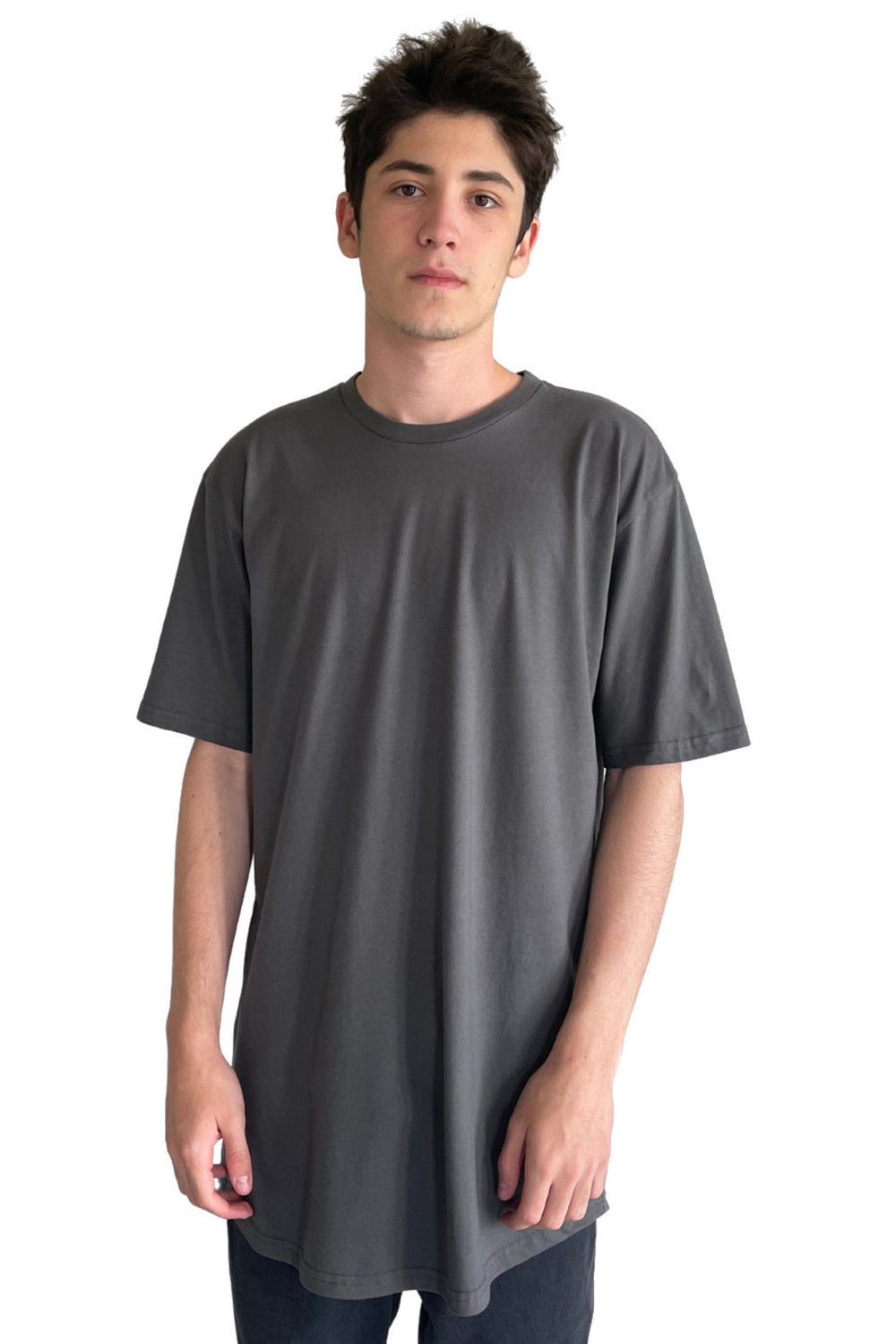Next Level 3602 Mens Long Body Jersey Short Sleeve Crewneck T-Shirt Heavy Metal Grey Front