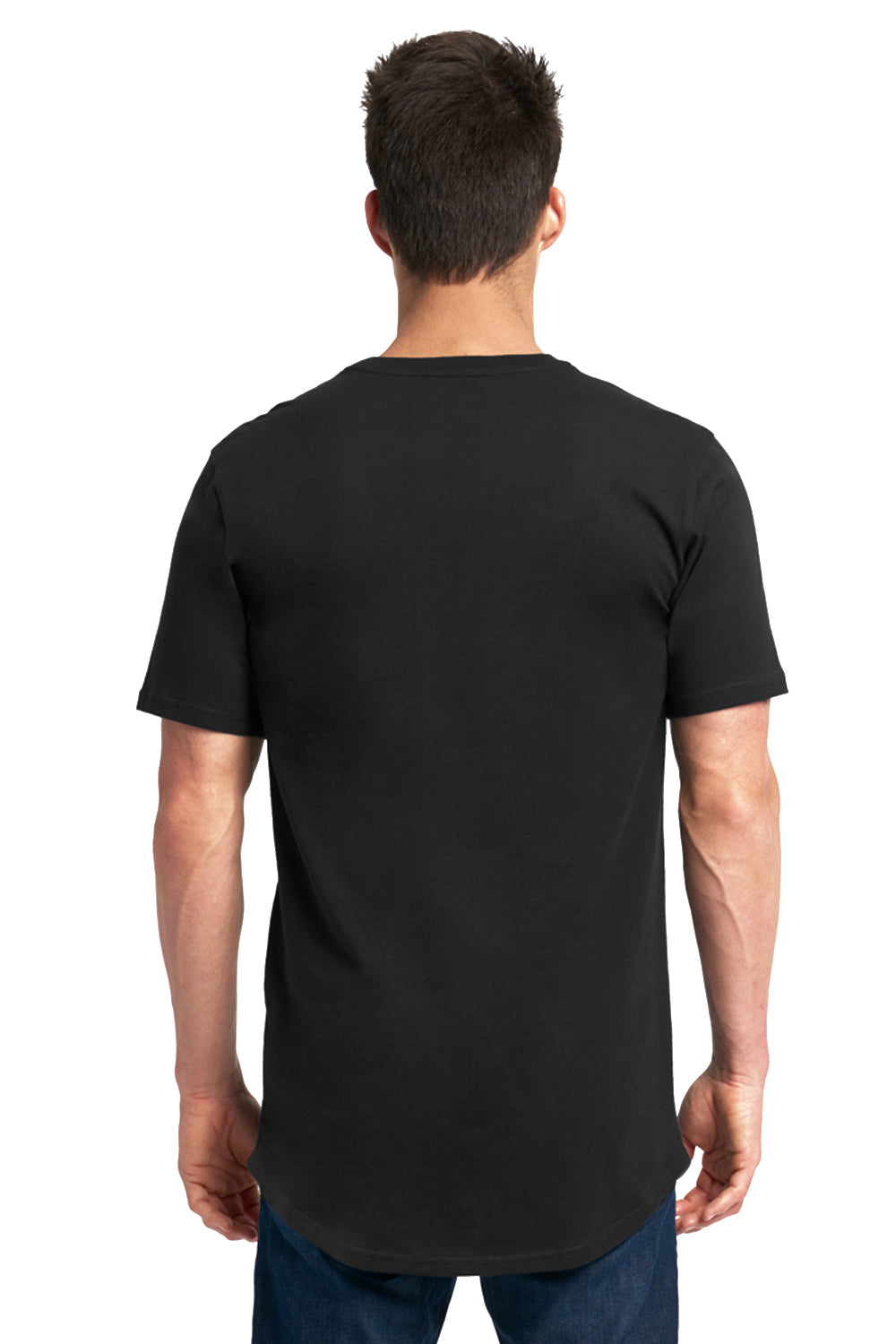 Next Level 3602 Mens Long Body Jersey Short Sleeve Crewneck T-Shirt Black Back