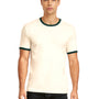 Next Level Mens Fine Jersey Ringer Short Sleeve Crewneck T-Shirt - Natural/Forest Green