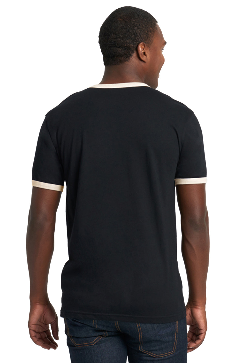 Next Level 3604 Fine Jersey Ringer Short Sleeve Crewneck T-Shirt Black/Natural Back