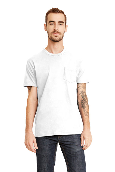Next Level 3605 Mens Fine Jersey Short Sleeve Crewneck T-Shirt w/ Pocket White Front