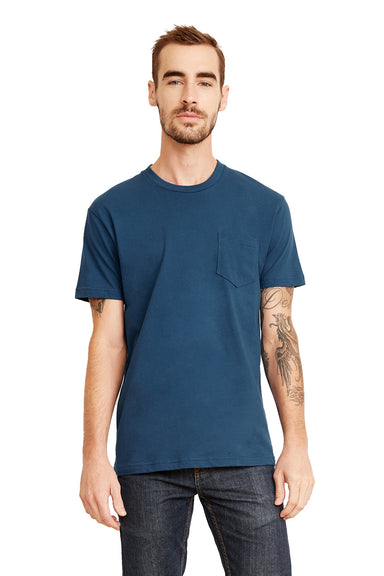 Next Level 3605 Mens Fine Jersey Short Sleeve Crewneck T-Shirt w/ Pocket Cool Blue Front