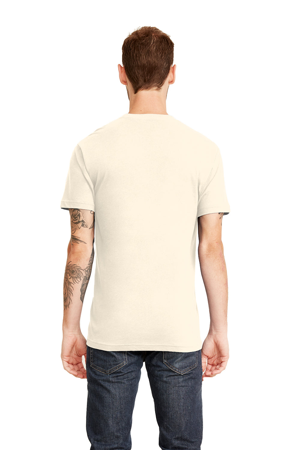 Next Level 3605 Mens Fine Jersey Short Sleeve Crewneck T-Shirt w/ Pocket Natural Back
