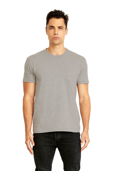 Next Level 3605 Mens Fine Jersey Short Sleeve Crewneck T-Shirt w/ Pocket Heather Grey Front